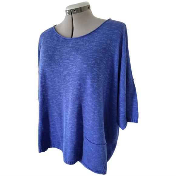 Eileen Fisher Sweaters - Eileen Fisher Organic Linen Cotton Slub Pullover Blue Size Medium